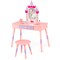 Pink Kids Vanity Table with Silver Mirror Stool Storage Drawer and Accessories MDF